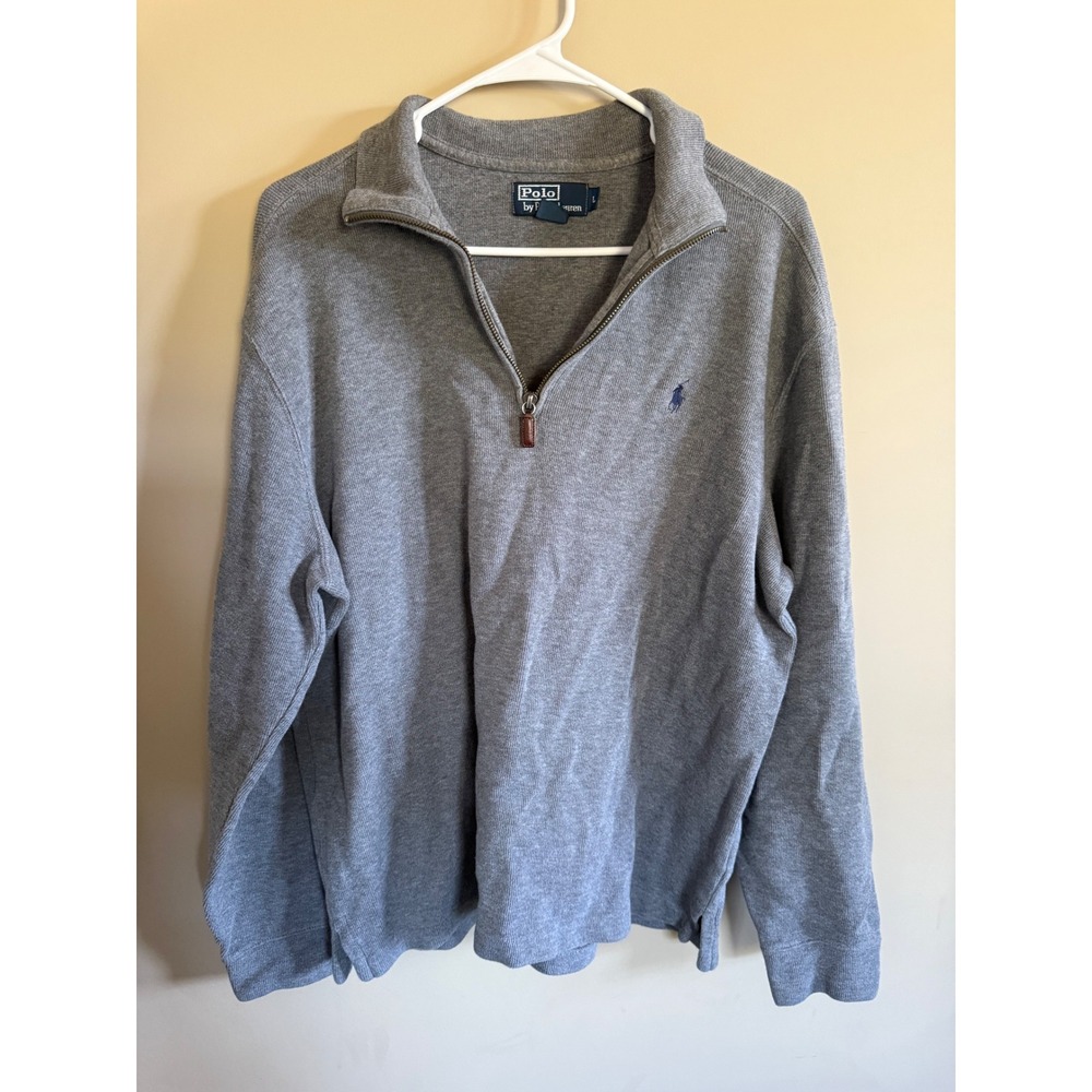 Polo Ralph Lauren Mens Gray 1/4 Zip Pullover Sweater Long Sleeve
